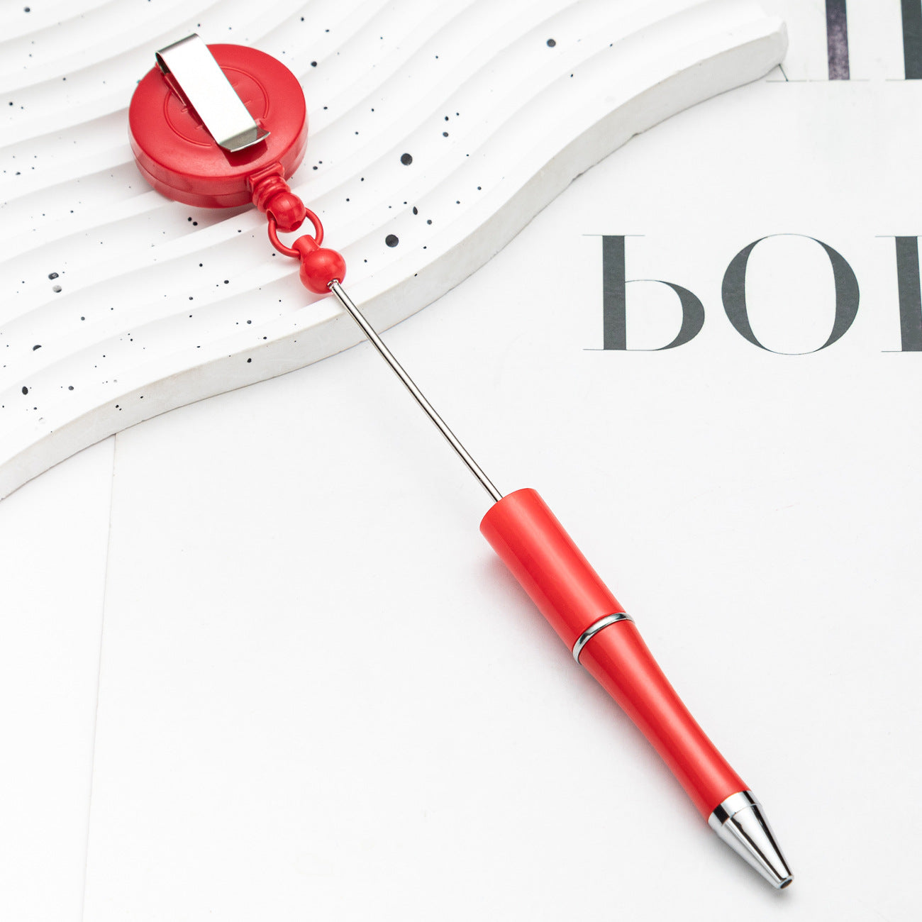 Wholesale 2pcs Beadable Pens Retractable Buckle Plastic Easy Pull Buckle Ballpoint Pen